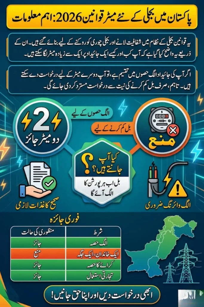 New Electricity Meter Rules in Pakistan 2026 – Complete Guide to Multiple Meter Policy, Eligibility, and Application Process