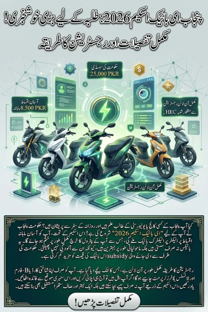 Punjab E-Bike Scheme 2026 – Online Registration, Eligibility and Installment Plan for Students